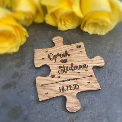 £6.50 • Buy Personalised Wooden Jigsaw Piece |  5th Anniversary Romantic Token Name Dates