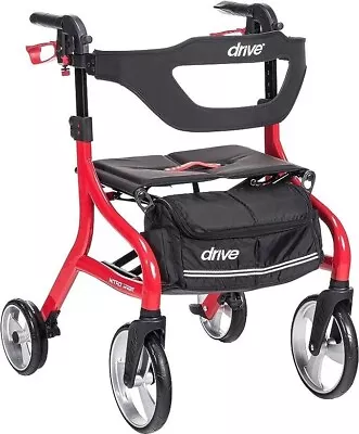 Drive Medical Nitro Sprint Foldable Rollator Walker With Seat 102662RD Red • $225