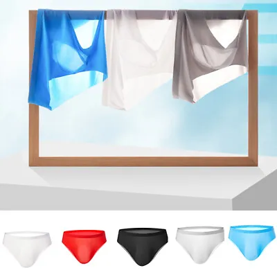 Men Seamless Ice Silk Underpants Breathable Elastic Briefs Low Waist Underwear • $2.18