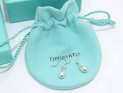 Tiffany & Co. Sterling Silver Elsa Peretti Teardrop Dangle Drop Hook Earrings #2 • $138