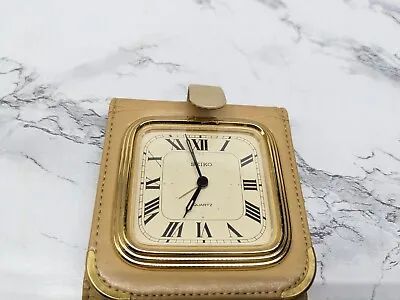 Vintage Seiko Quartz Portable Pocket Travel Alarm Clock Leather • $29.75