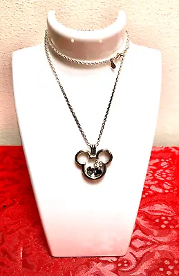 PANDORA DISNEY Mickey Mouse Locket Sapphire Crystal Glass Necklace W/Box! • $129.95