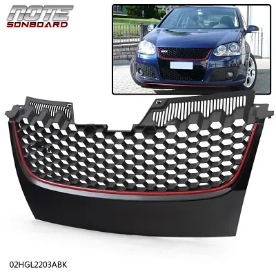 Fit For 06-2009 Vw Mk5 Jetta Gli / Gti Badgeless Mesh Grille - Black W/ Red Line • $39.50