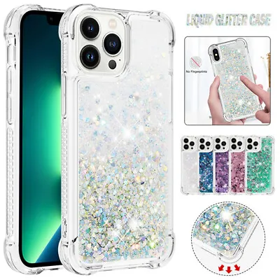 $12.99 • Buy For IPhone 14 13 12 11 Plus Pro Max SE 8 7 XS XR Case Liquid Glitter Bling Cover
