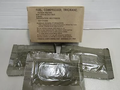 Trioxane Fire Starter US Military Compressed Fuel Larger Box With 3 Bars NOS • $8.95