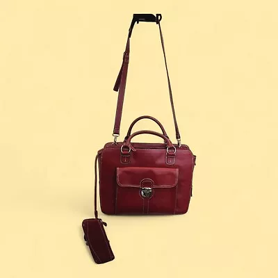 Franklin Covey Sharp And Large Computer Bag Maroon/Red Genuine Leather Organizer • $24.95