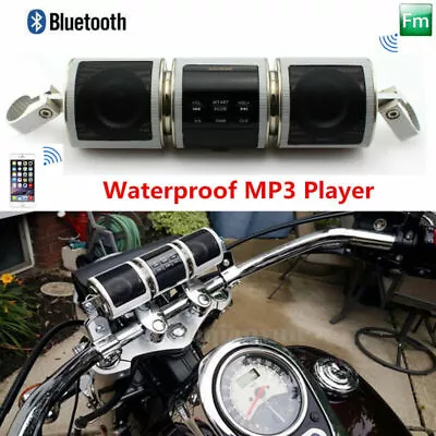 Waterproof Motorcycle Audio System Bluetooth MP3 Player FM Radio Speaker USB/Aux • $57.18