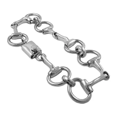 Horsebit Snaffle Sterling 925 Silver Riding Tack Horse Bit Push Box Bracelet • £129.99