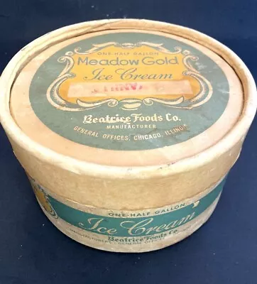  Vintage Meadow Gold Ice Cream Half 1/2 Gallon Cardboard Container W/Lid  • $27.99