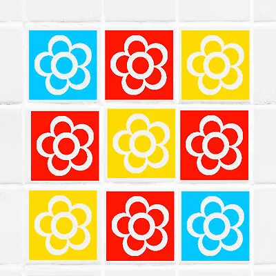 £7.50 • Buy Colorful Flower Tile Wall Sticker For Bathroom, Tile Transfer, Bathroom Stickers