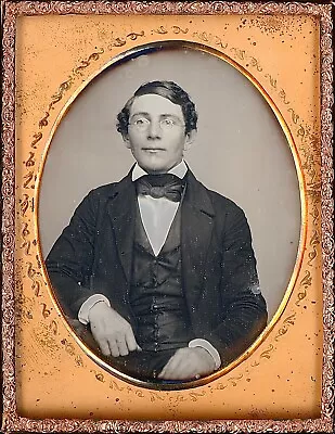 Young Gentleman With Spectacles Glasses Curly Hair 1/4 Plate Daguerreotype S309 • $138.75