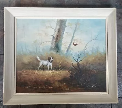 Stunning Framed Oil Painting - Dog Hunting Bird In Countryside Setting - Signed • £89.99