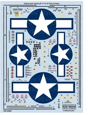 Warbird Decals Kits World 132069 1/32 B17G US Air Corps General Stenciling • $18.99