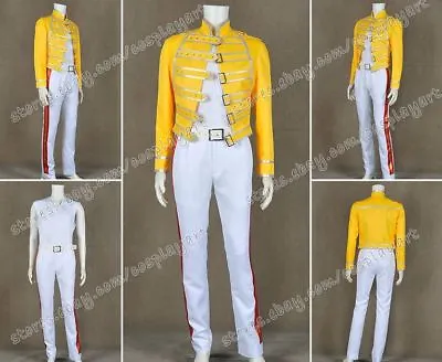 $75.99 • Buy Queen Band Cosplay Lead Vocals Freddie Mercury Costume Jacket+Top+Pants+Belt New
