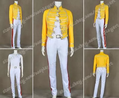 $128.99 • Buy Queen Band Cosplay Lead Vocals Freddie Mercury Costume Jacket+Top+Pants+Belt New