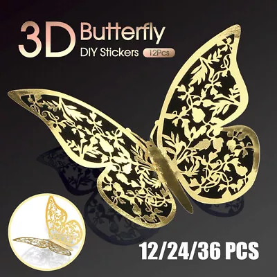 $5.99 • Buy 12/24/36x 3D Butterfly Wall Decals Stickers Removable Kids Nursery Decoration