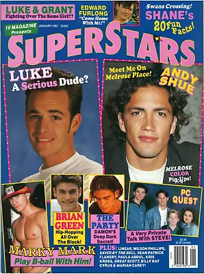 Superstars Magazine January 1993 Beverly Hills 90210 Mark Walberg Paula Abdul • $34.99