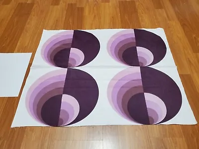 Awesome RARE Vintage Mid Century Retro 70s Purple Op Art Half Circles Fabric! • $24