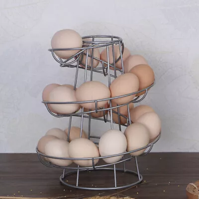 UK Spiral Metal Egg Skelter Freestanding Chicken Egg Storage Egg Skelter Kitchen • £9.91