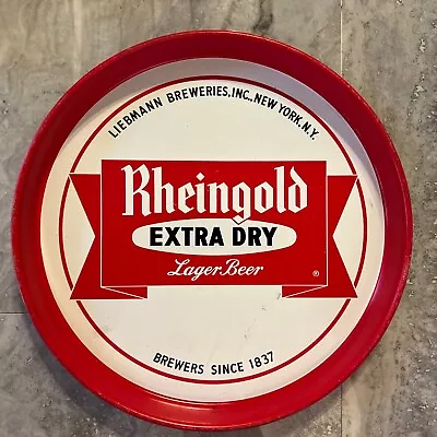 RHEINGOLD Extra Dry Lager BEER Round Metal TRAY Vintage Breweriana Advertisement • $10.50