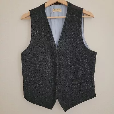 J.CREW Men's Moon Wool Vest Size S Herringbone Formal Tweed Belted Suit  • $59.99