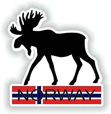 Sticker Moose Silhouette Norway Flag For Bumper Guitar Skate Locker Tablet #04 • $3.16