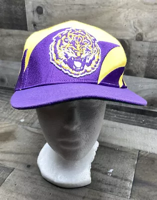 NCAA LSU Tigers Mitchell And Ness Sharktooth Snapback Hat Purple Gold • $24.95