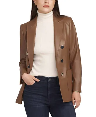 Anne Klein Women's Notched Collar Faux Leather Blazer • $96.77