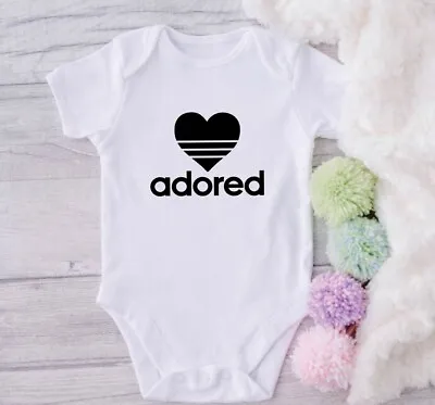 ADORED Adidas Style Babygrow Baby Shower Vest Present Gift • £5.99