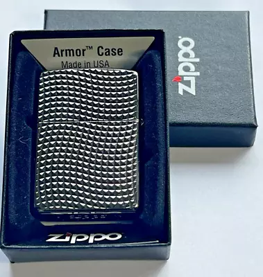 New Zippo Lighter 2016 Cross Wave Ridge Armor Black Ice Mint Collectors Piece • £67.40