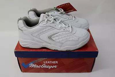 VINTAGE MacGregor Mens White Leather Sneaker Shoes~Size 9 WNEW W/BOX • $34.95