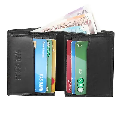 Men's Small Genuine Leather RFID BLOCKING Wallet Multi Credit Card Holder Purse  • £6.99