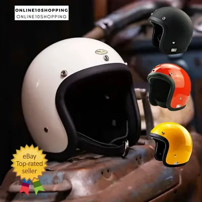 Motorcycle Helmet Japanese Low Profile Vintage Helmet Fiberglass Shell Open Face • $99.90