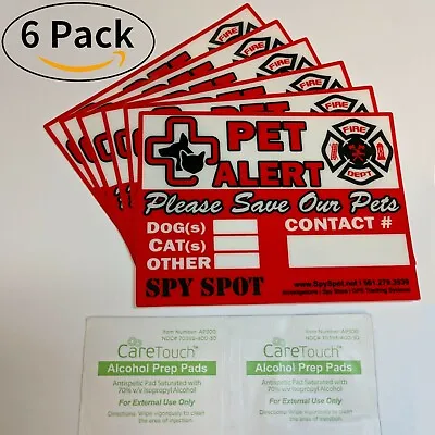 6 Pack Pet Alert Stickers Decals Weatherproof Vinyl UV Stable Indoor Or Outdoor • $4.80