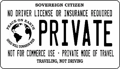 Private Sovereign Citizen Motorcycle Photo License Plate • $21.99