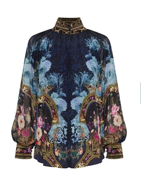 $299 • Buy Camilla Fields Of Treasure Raglan Button Up Shirt Womens Size S 100% Silk Blouse
