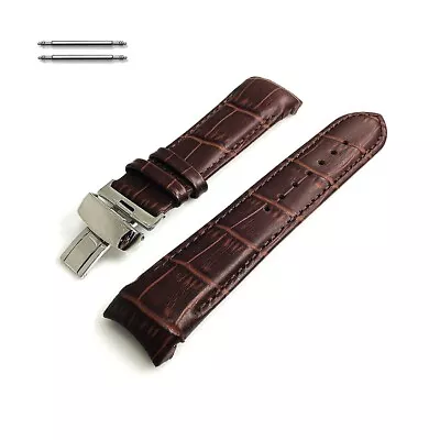 Brown Curved End Croco Leather Replacement Watch Band Strap Butterfly Clasp 1542 • $19.95