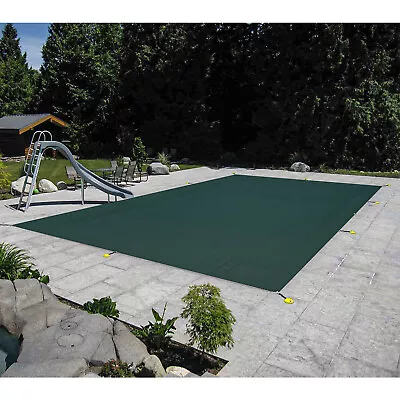 Inground Swimming Pool Cover Rectangle PP Garden Winter Safety Pool Cover Green • $344.07