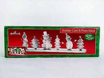 Hallmark Holiday Card And Photo Brushed Steel Hearth Display Stand Snowman Trees • $11.99