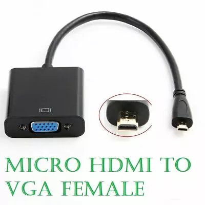 Micro HDMI Male To VGA Female Video Cable Adapter Lead For Phone Projector Table • £3.49