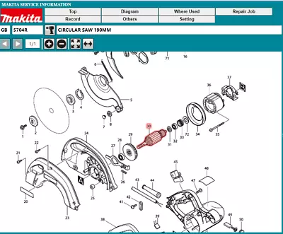 Genuine MAKITA CIRCULAR SAW 5704R 240V ARMATURE ASSY 516489-7 • £67.96