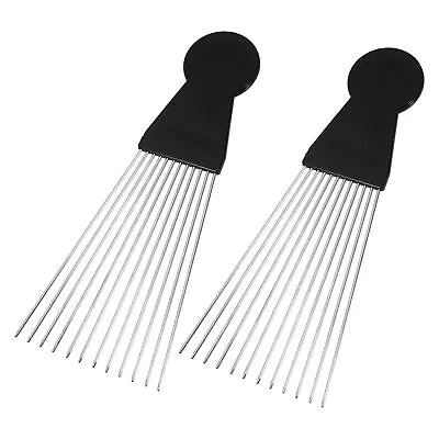 2 Pcs Metal Hair Pick Afro Comb Hairdressing Styling Tool Black 8.07 X3.03  • $8.40