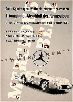 Mercedes Benz 1955 Targa Florio Italy Vintage Poster Print German Car Racing • $27.45