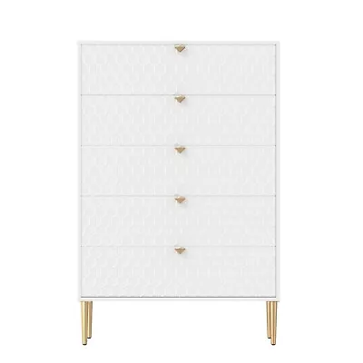 Clihome 5 Drawer Dresser Storage Cabinet Chest Of Drawer Accent Dresser • $336.70