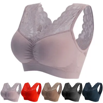Women's Contour Push Up Lift Seamless Wireless Lace Bras Breathable Yoga Sports • £5.99