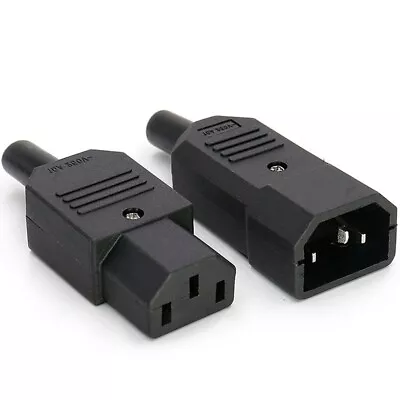 Easy To Connect C14 Plug C13 Coupling 250V 10A Socket Power Plug IEC320 Black • £6.85