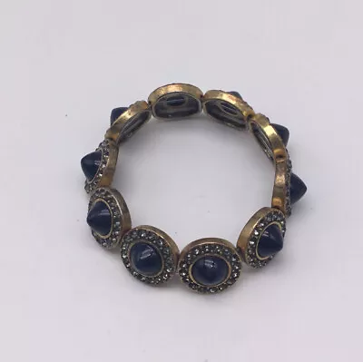 J.Crew Blue Faceted Crystal Rhinestone Stretch Panel Bracelet • $13.99