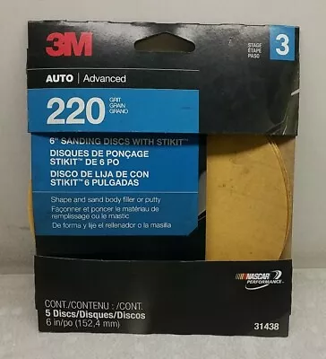 31438 3M 220 Grit 6  Sanding Discs With Stikit Stage 3 Quantity 5 Discs • $6.92