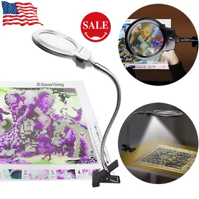 Lens Lighted Lamp Top Desk Magnifier Magnifying Glass With Clamp LED Light • $15.49