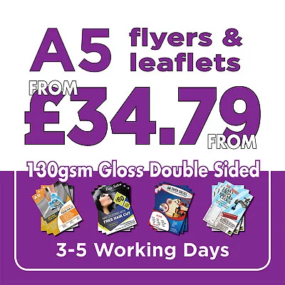 £69.99 • Buy 250 A5 Full Colour Double Sided Flyers / Leaflets Printed 130gsm Gloss